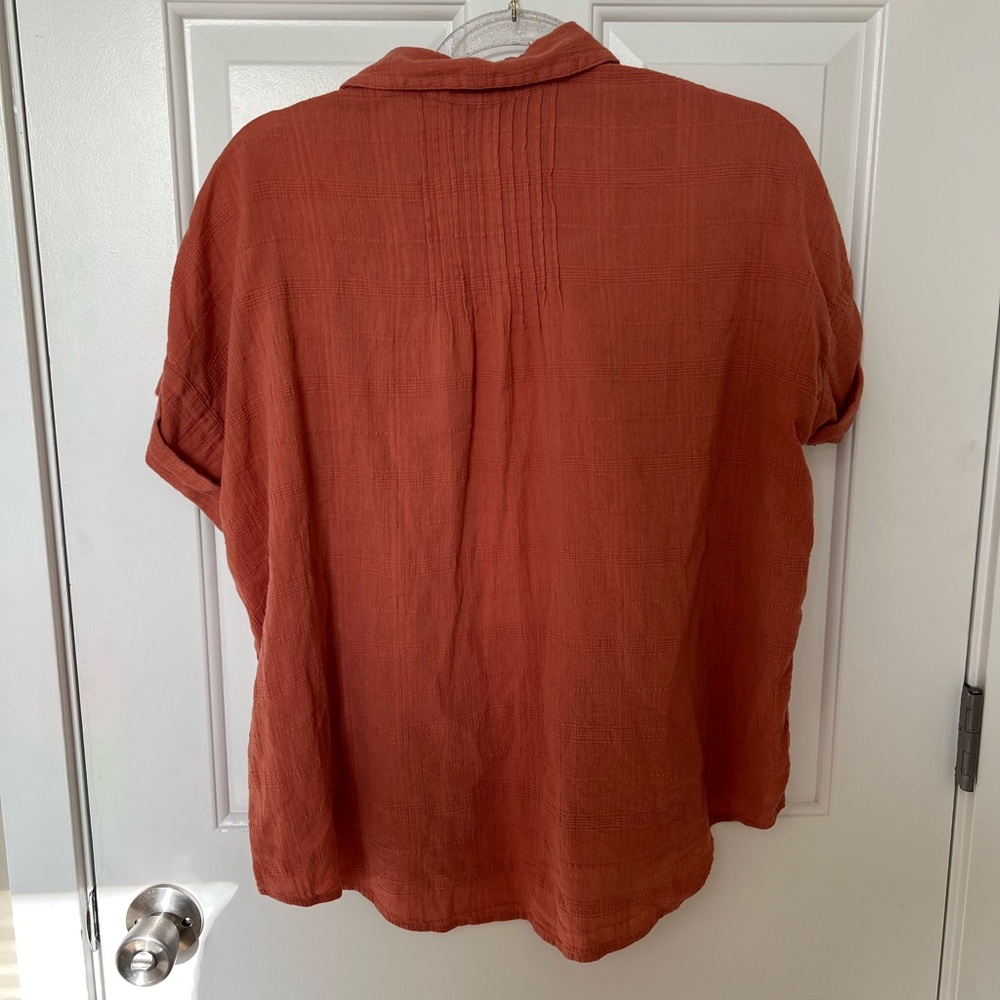 Madewell Coral Orange Button-Down Shirt - Picture 5 of 6